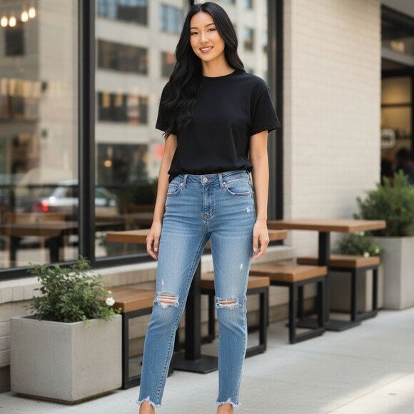 Wish List Women's Blue Distressed Jeans - Picture 1 of 8